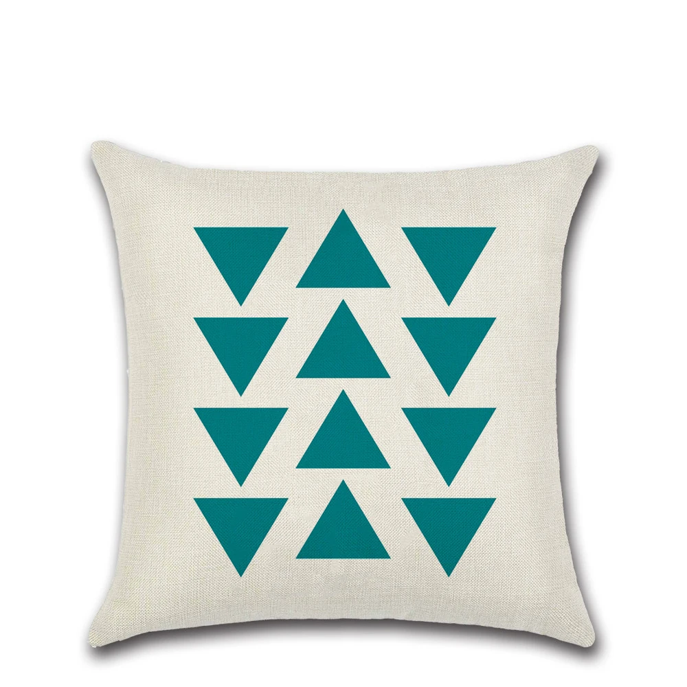 Льняные наволочки 45 см * с синим геометрическим рисунком украшение для дома