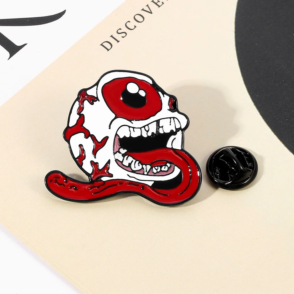 Преувеличенный ужас глазного яблока большая брошь язык значок на рюкзак