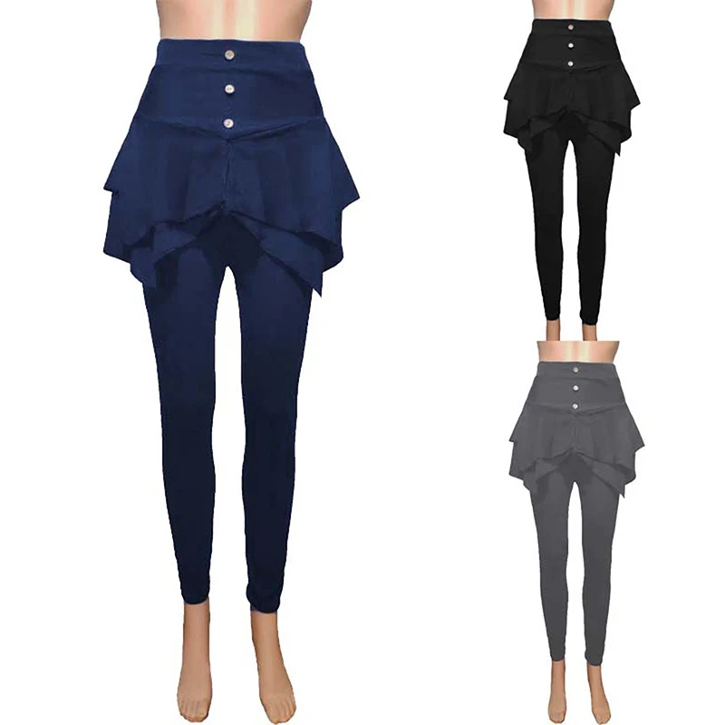 Женская юбка брюки повседневные на пуговицах необычные модные цельные леггинсы