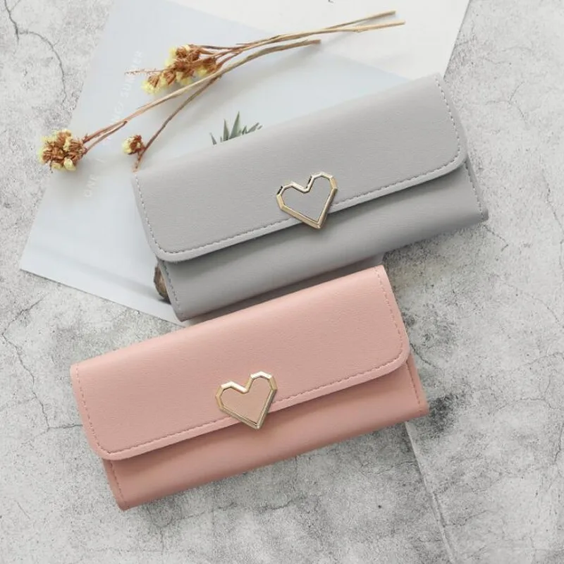 2020 темпераментный кошелек в форме сердца Женская длинная милая сумка кошельки из
