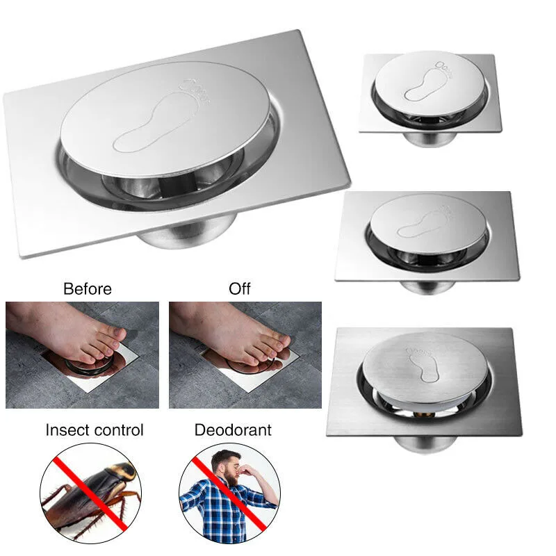 Пресс-Тип Напольная дренажная педаль Тип напольная сливная душевая Квадратная