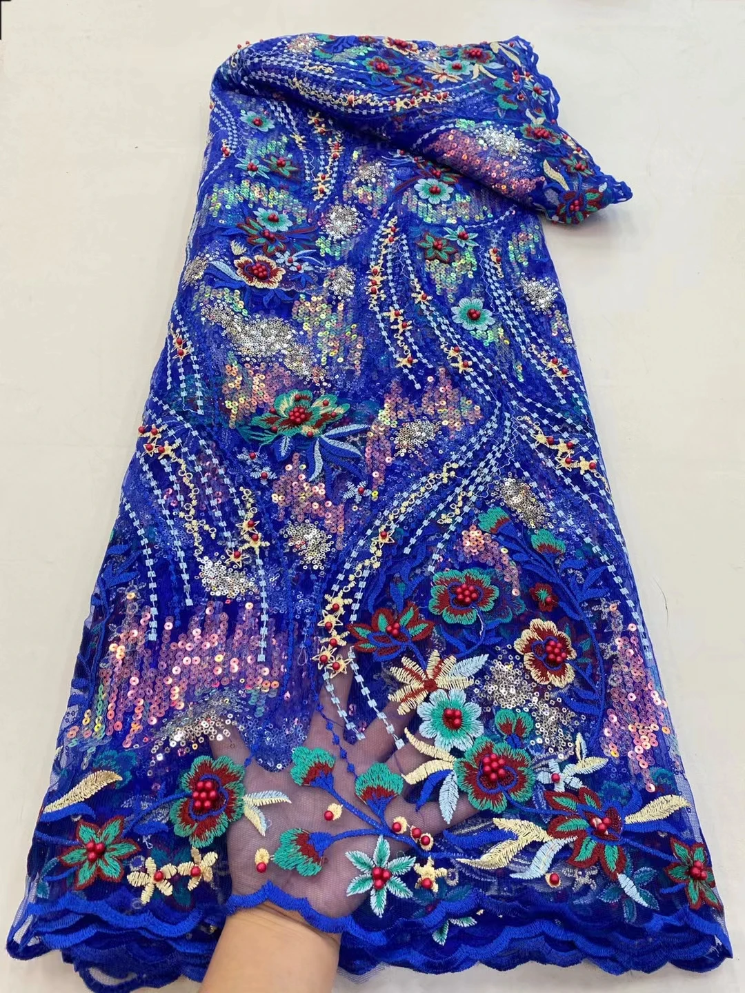 

Beautiful african laces high quality embroidery gauze fabrics with beads elegant tulle laces 2021 good mesh net laces fabrics