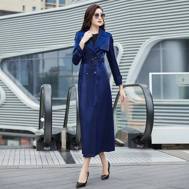 Тренчкот женский демисезонный с отложным воротником модная длинная