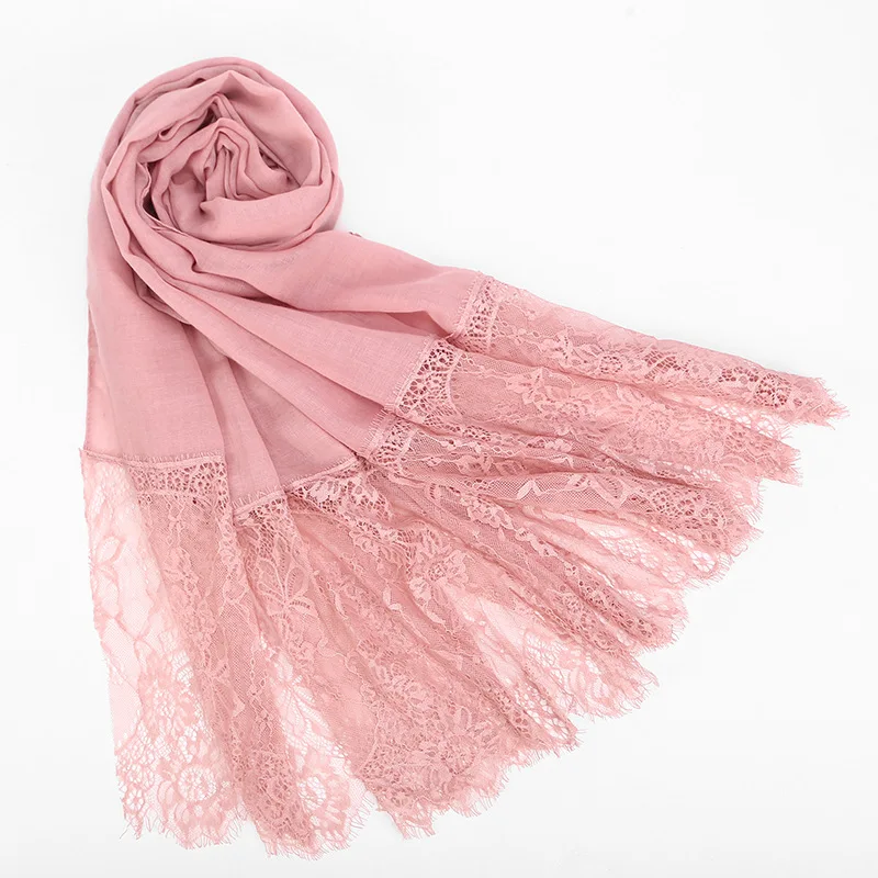 J148 2 Pink INDJXND кружевные длинные пляжные Шарфы Мягкий шарф шаль с цветочным рисунком дышащие шарфы мусульманский женский шарф из Пашмины Хиджаб черно-белый хит - Цвет: J148 2 Pink