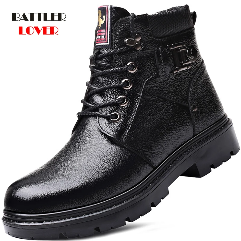 

30 Degrees Below Zero Winter Real Wool Boots Men Genuine Leather Shoes Warm Plush Snow Botas for Male Ankle Boots Moto Footwear