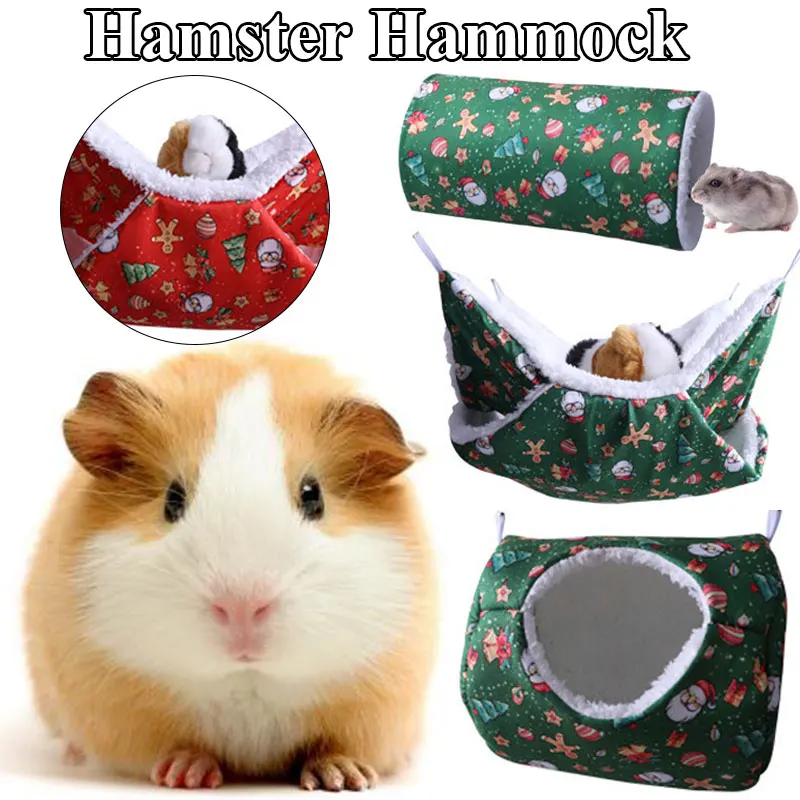 

Hanging Hammock Tunnel for Small Animal Warm Plush Bed Hideout Cage Accessories for Guinea Pig Hamster Ferret Chinchilla