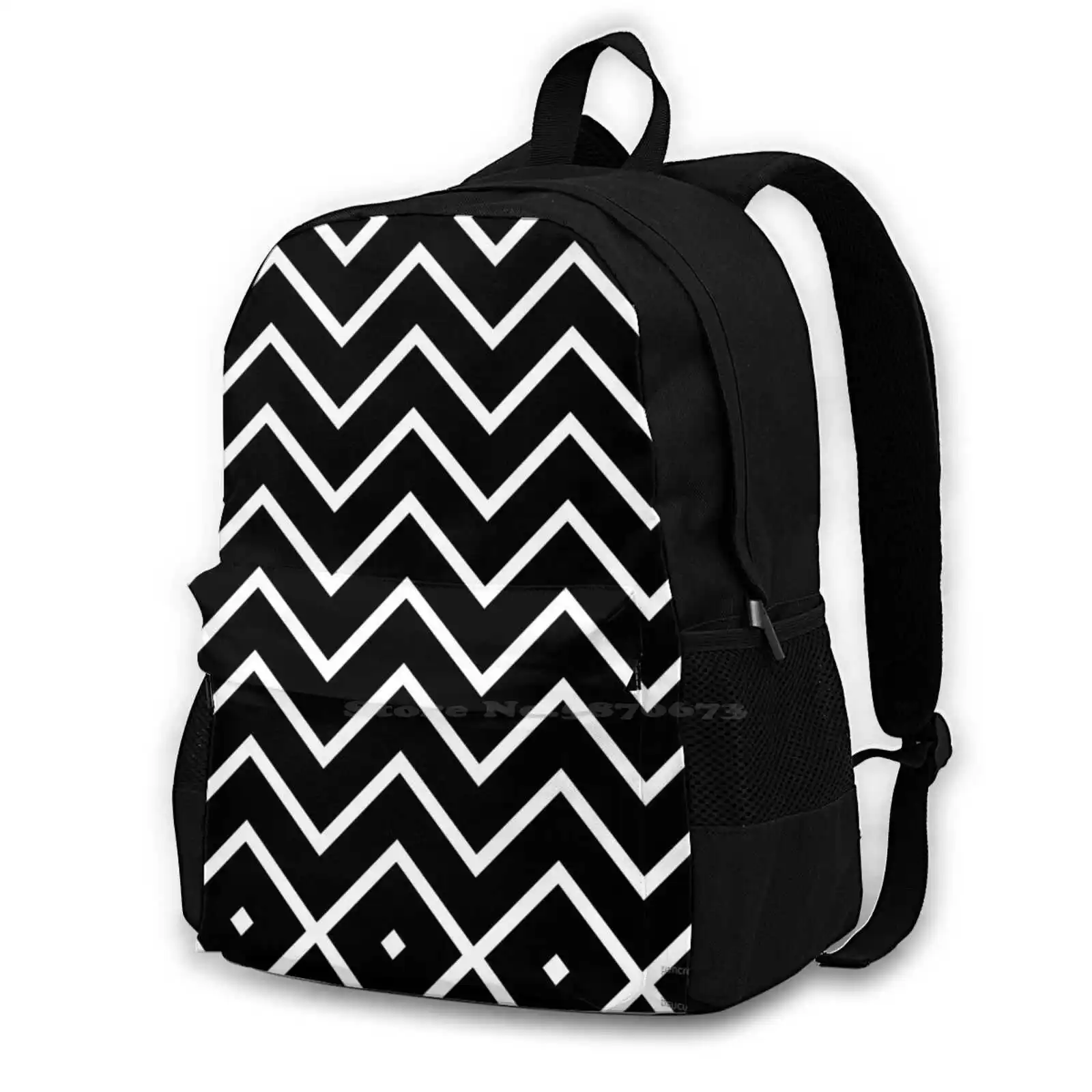 

Черно-белый шеврон для женщин и мужчин, подростковые дорожные школьные сумки для ноутбука, черно-белые шевроновые полосы, шикарные современные