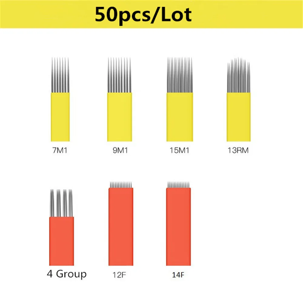 50 шт. иглы для татуировки микроблейдинг Перманентный макияж вышивка бровей