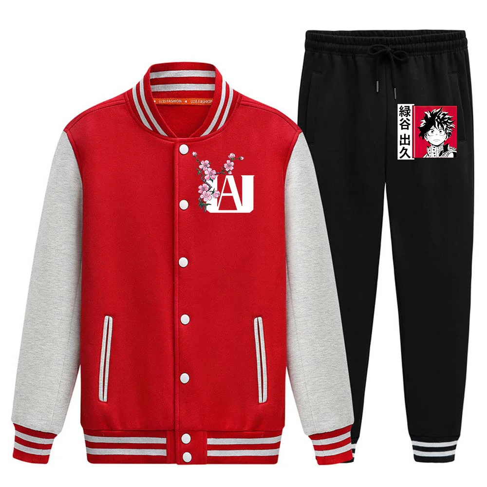 My Hero Academia Baseball Suit Cosplay Deku Print Two Piece Unisex Cardigan Botton Solid Warm Long Sleeve Coat Jacket 2021