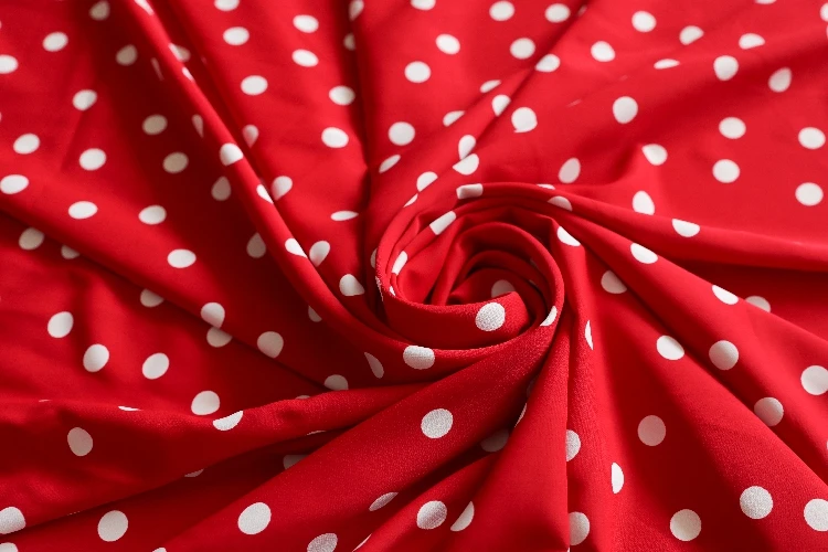 Шифоновая модная ткань в красный горошек шириной 57 дюймов летняя мягкая