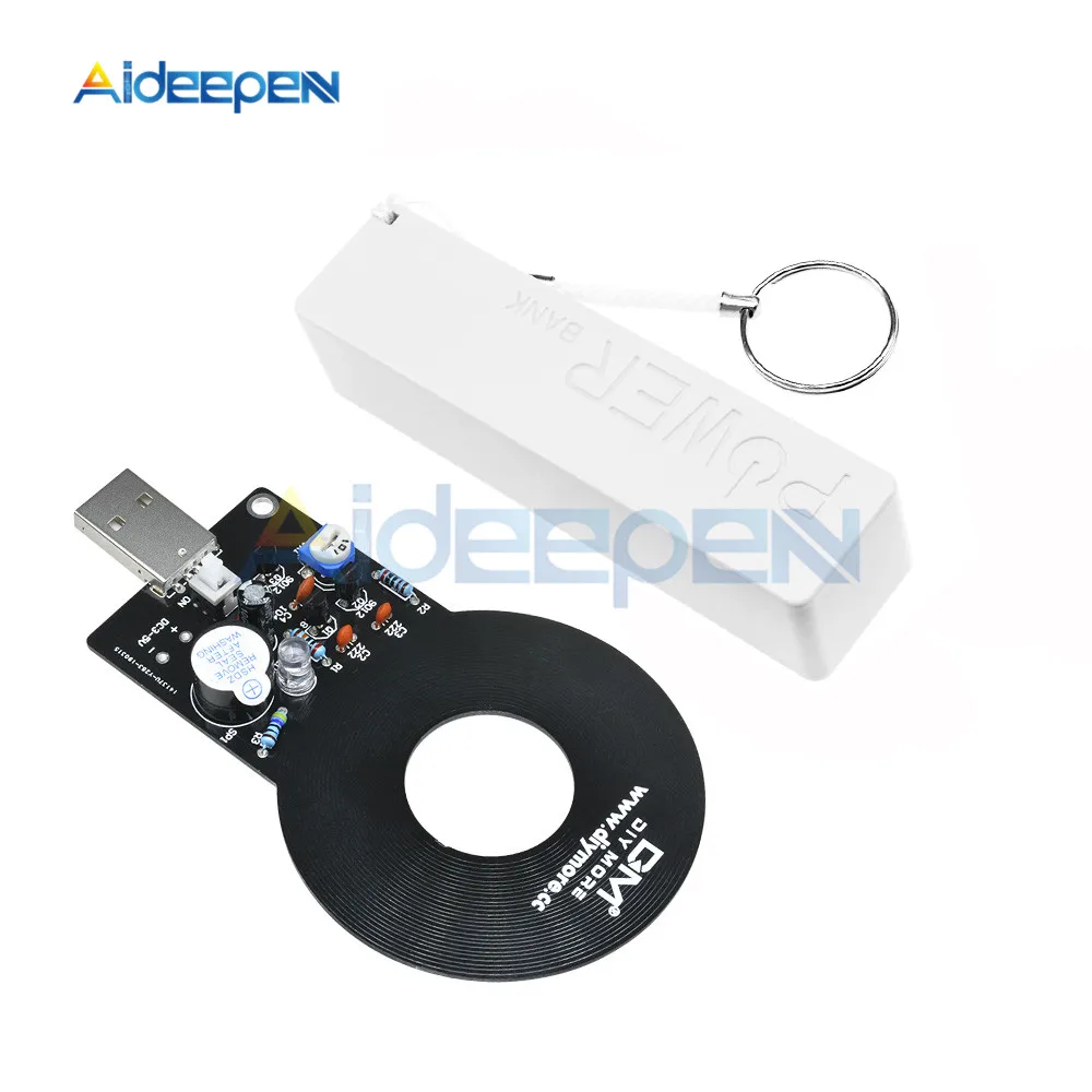 Detector White Case Детектор металла Комплект DC 3 V-5 V 60 мм детектив Бесконтактный Сенсор модуль с 18650 USB Мощность банка коробки DIY Kit детектор металла искатель - Цвет: Detector White Case