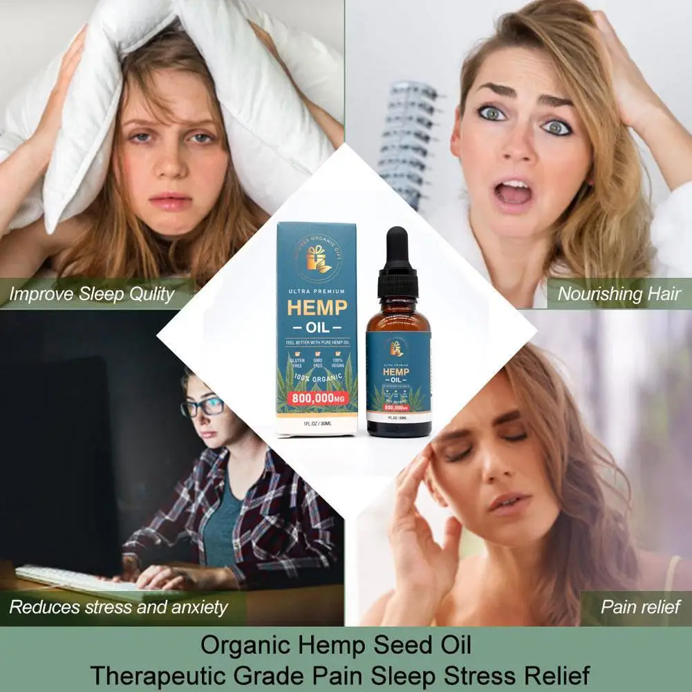 

30ML Hemp Seed Oil Massage Essential Oil Natural Anti--Inflammatory Massage Spa Relieve Stress Pain Body Skin Care Massage oil