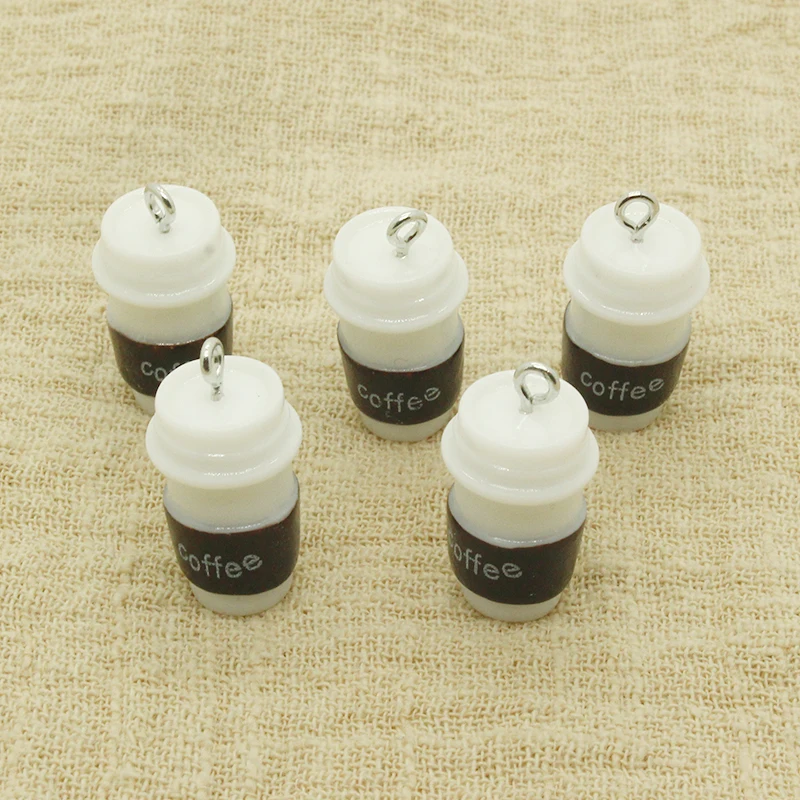 10pcs Simulation Mini Coffee Cup Bottle Charms Funny DIY Crafts Earring Keychain Pendants Accessory Resin Jewelry Make Supplies - купить по