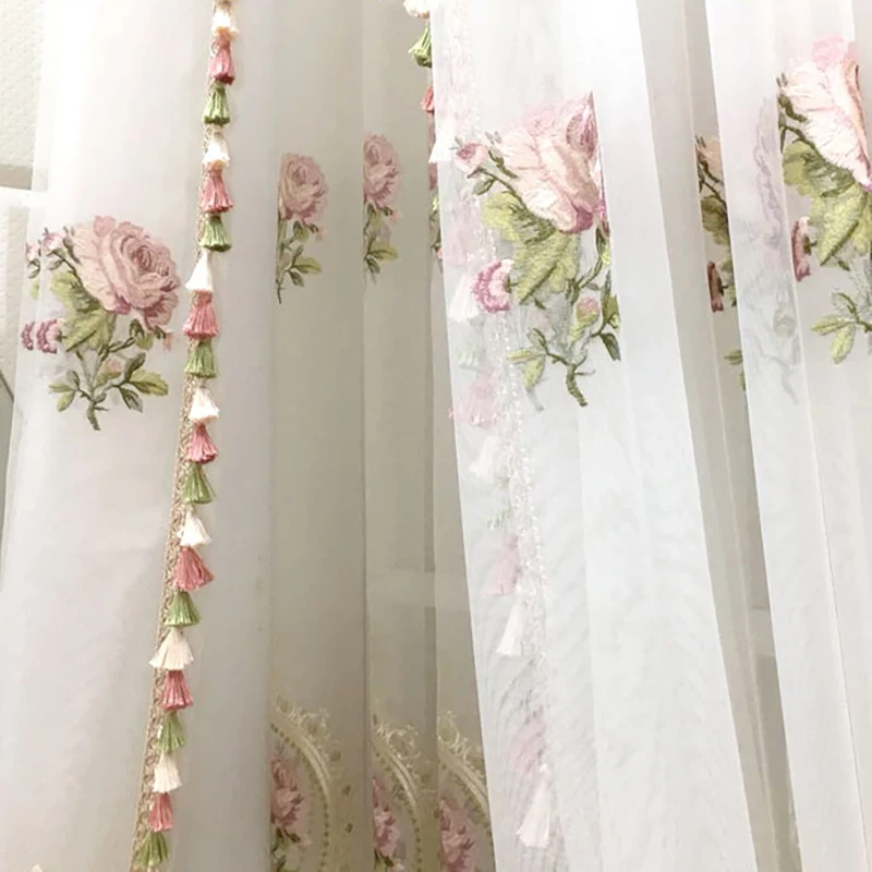 Роскошные белые шторы с цветочной вышивкой для гостиной китайские Классические