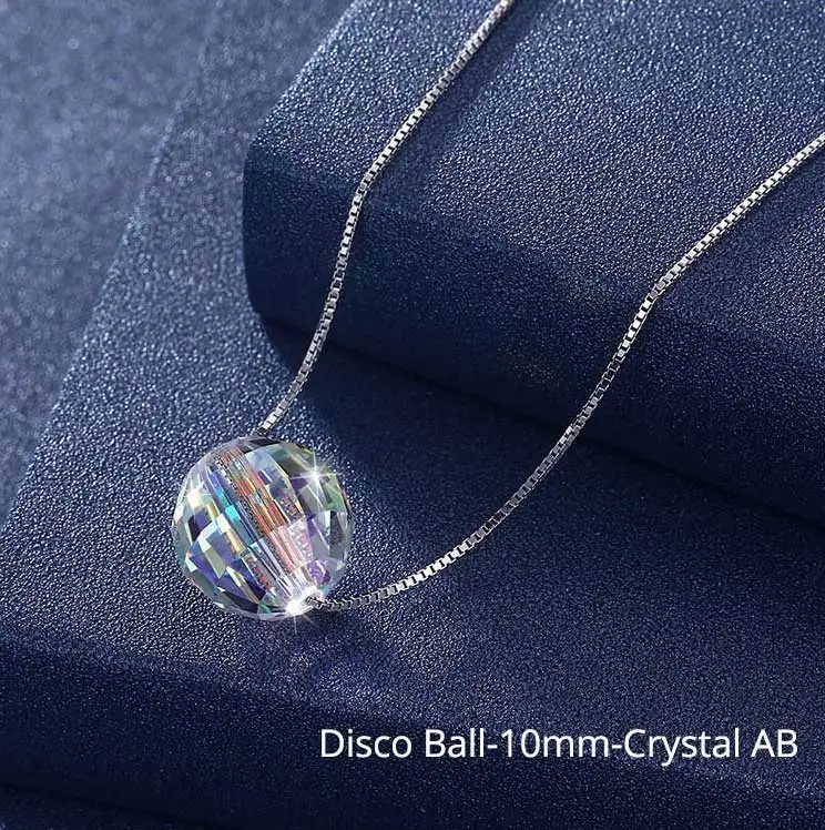 Disco Ball-AB-10mm Украшенные кристаллами подвеска Сваровски ожерелья красочные бусины для женщин Свадебные офисные ювелирные изделия простая Мода - Окраска металла: Disco Ball-AB-10mm