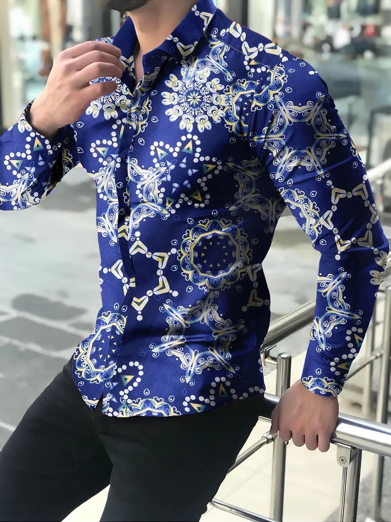 Men's shirt for men clothing social male Blouse Hawaiian long sleeve cardigan blouses and button up Luxury man wholesale 2021