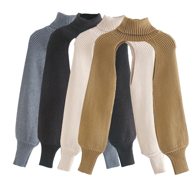 

Women Turtleneck sexy short sweater pullover 2020 new fashion ladies long sleeve chic female streetwear tops Knitted Jumper pull