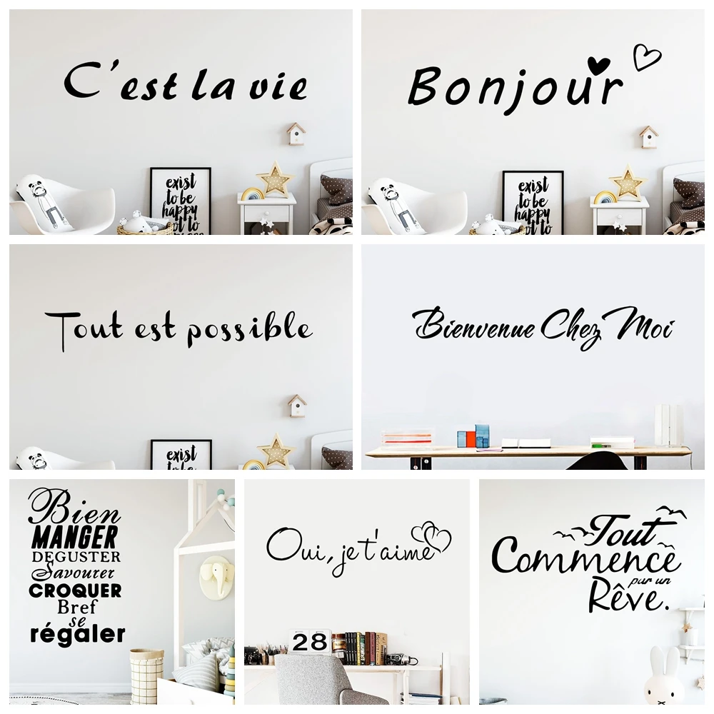 

French Quotes Wallpaper Home Decoration Wall Sticker For BedRoom Living Room Home Decor Wall Stickers Waterproof Wallpaper