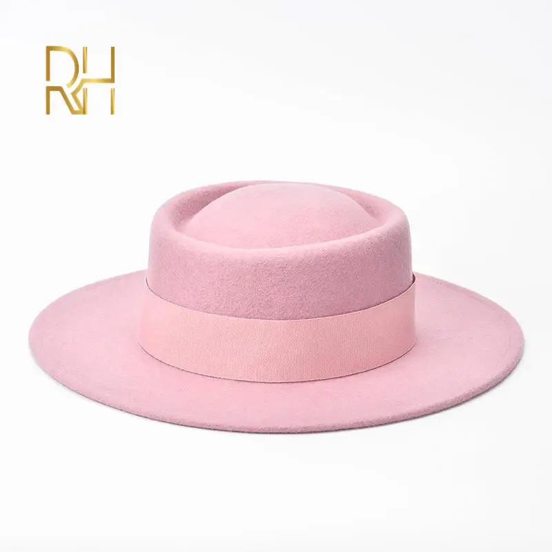 Шляпа Женская фетровая с лентой и плоскими полями из 100% шерсти | Аксессуары для