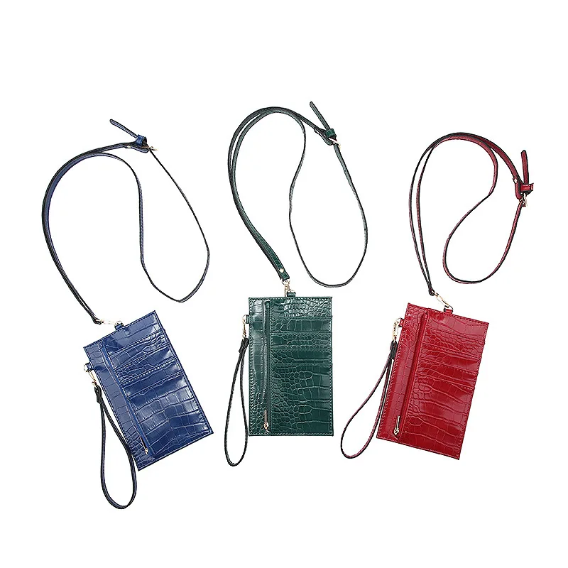 Card Holder Men Women PU Leather With Crocodile Pattern Wallet ID Credit Cell Phone Bag Shoulder Pocket | Багаж и сумки