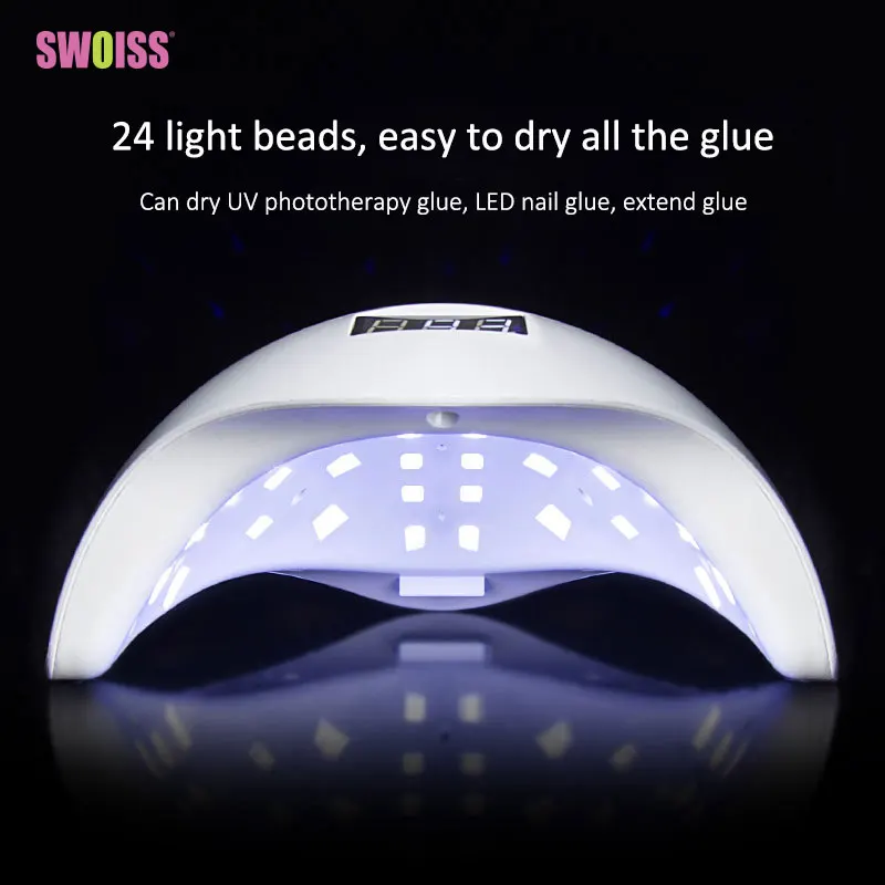 SWOISS 48W UV LED Lamp Nail Dryer For All Gels Polish Sun Light Infrared Sensing Timer Smart LCD Display Manicure
