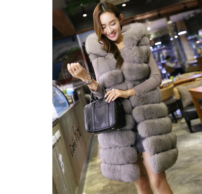 

hat imitation super coat hair fur long thickened vest