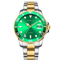 fashion green watch men gmt rotatable bezel japan miyota 2115 movt full stainless steel quartz watches relogio masculino 2021