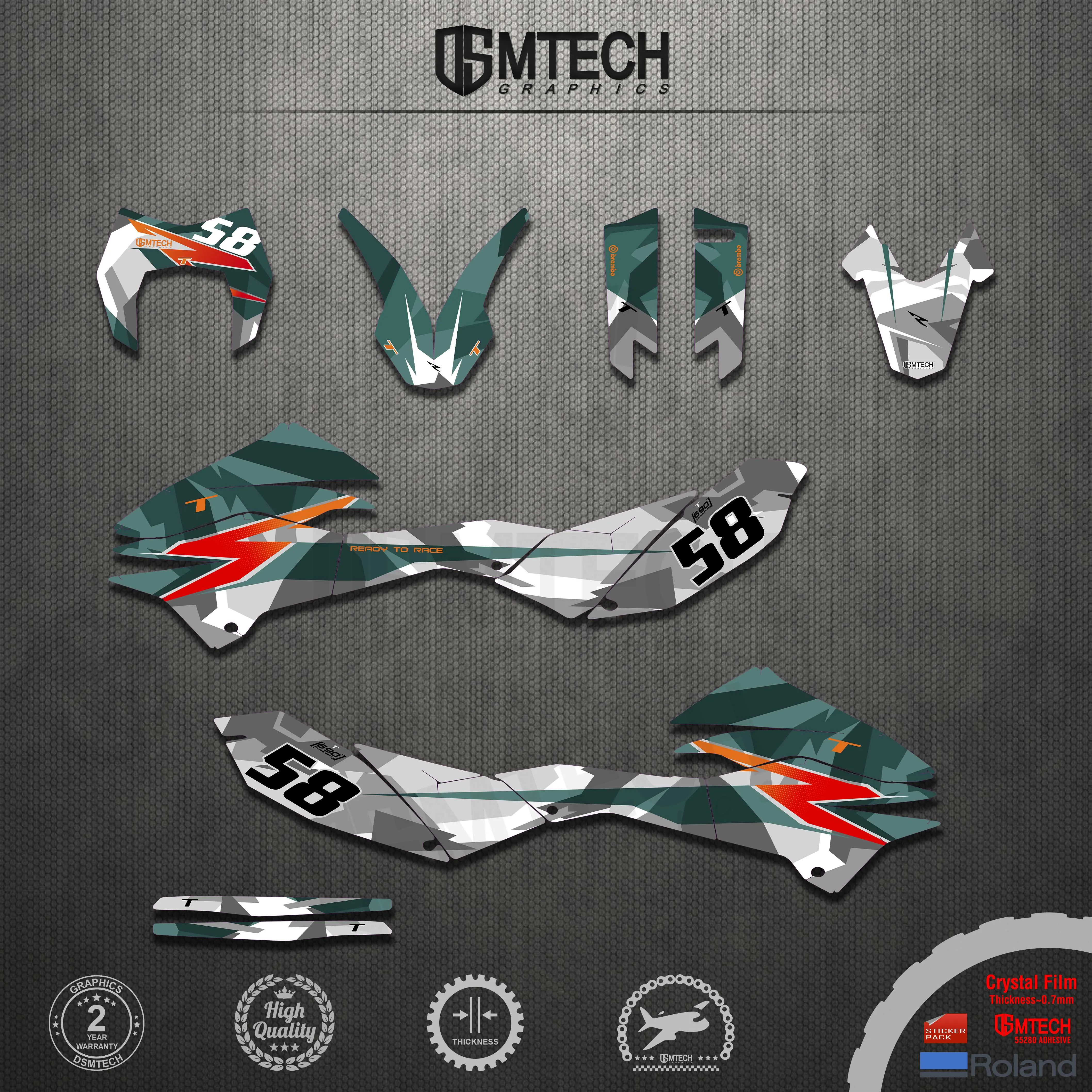 DSMTECH SMCR 690 2012-18 Team Background Decals for KTM SMC-R SMCR 690 2012 2013 2014 2015 2016 2017 2018 Graphics Stickers Kit