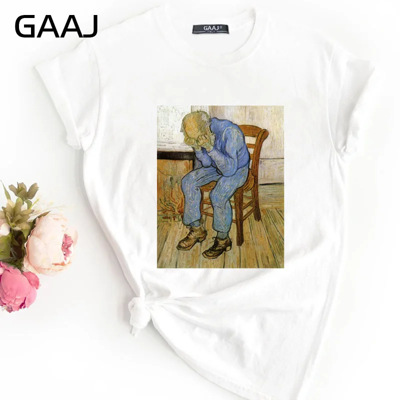 18 GAAJ "Van Gogh Van Goghing Van Gone", Футболка для женщин, женские футболки, одноцветная Футболка с принтом размера плюс, дизайнерская футболка для влюбленных 8YCDH - Цвет: 18