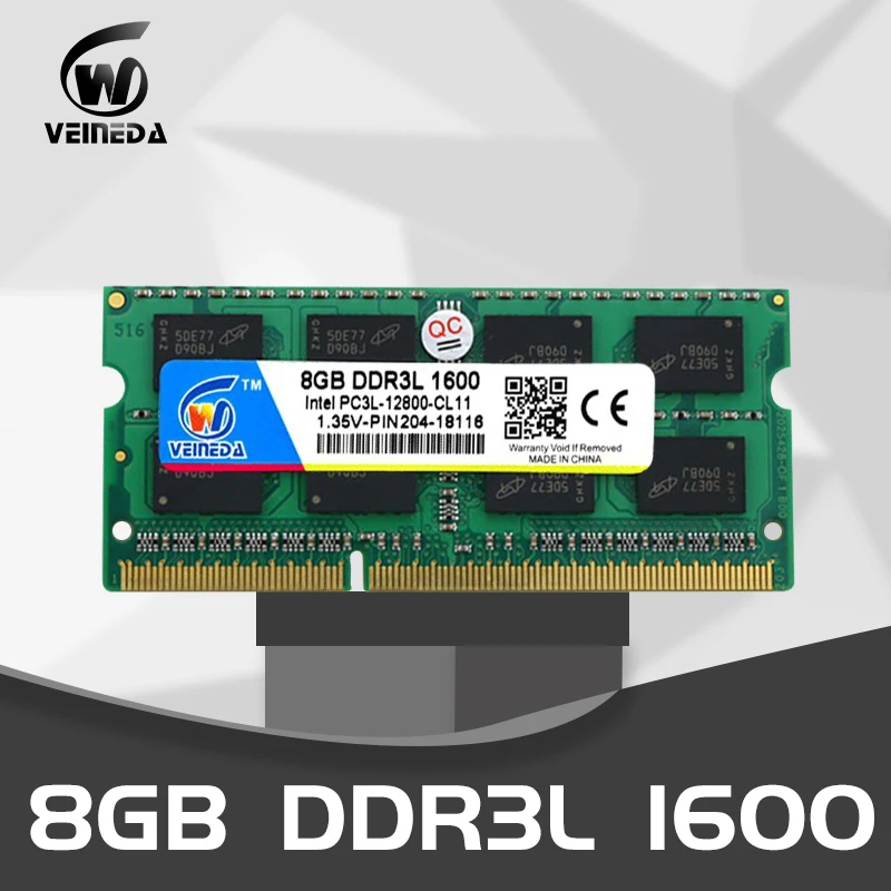 VEINEDA 8 Гб ddr3l ноутбук DDR3L DDR3 4 Гб 1600 МГц PC3-12800 1,35 V SO-DIMM без кода коррекции ошибок
