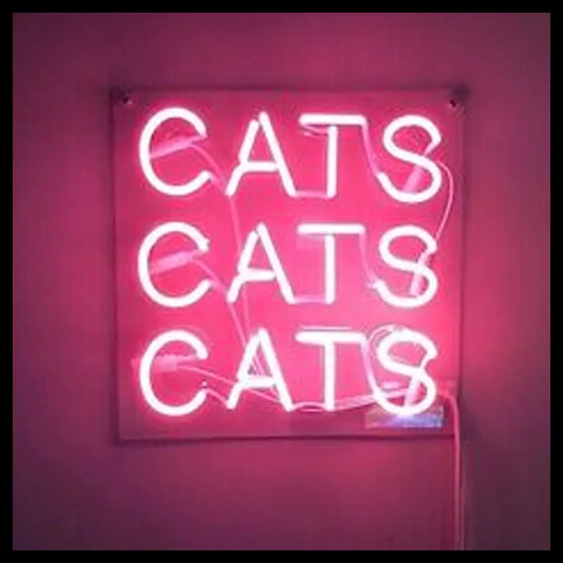 Неоновая вывеска для кошек лампа из настоящего стекла аниме Декор комнаты