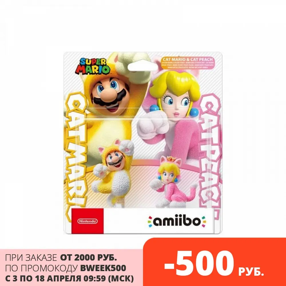 Super Mario: Интерактивная фигурка amiibo – Марио кот + Пич кошка|Игровые фигурки и