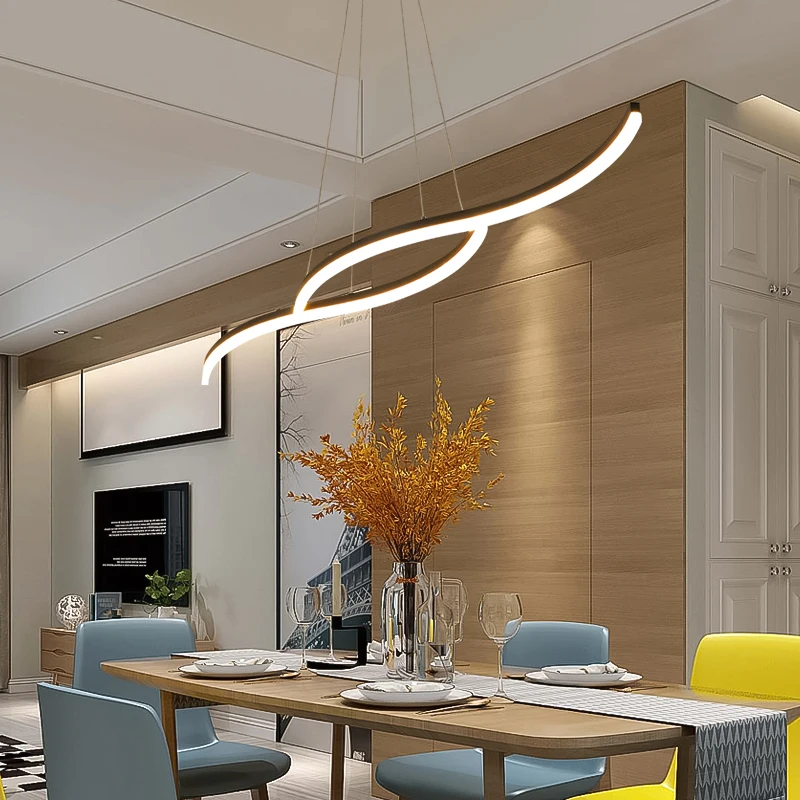 Lámpara colgante minimalista moderna LED para comedor Bar Cocina Oficina lámpara colgante con accesorios de Control remoto