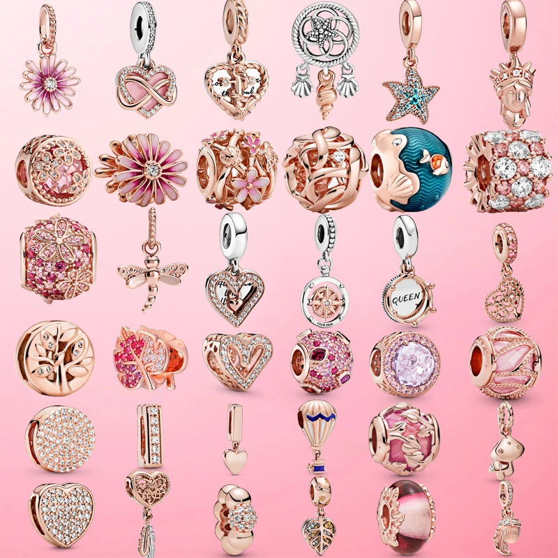 

2020 Hot style rose Blue air balloon Charm silver colour beads Charms Fit Original Pandora Bracelet Bangles Jewelry making