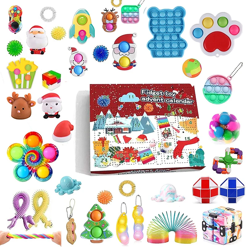 

24 Days Christmas Advent Calendar Pack Fidget Toys Anti Stress Toys Kit Stress Relief Figet Toy Blind Box Kids Christmas Gift