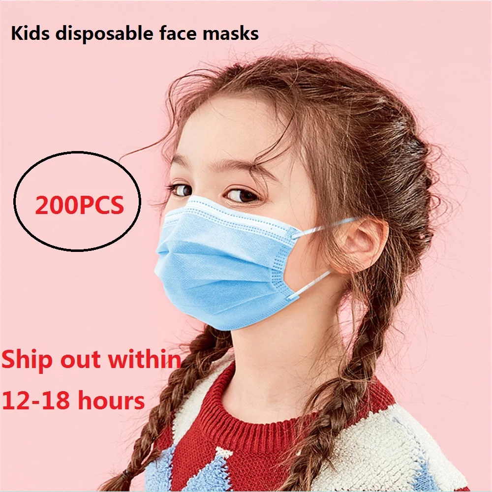 

200 Pcs Kids Disposable Face masks Children Filter Anti-Dust Masks 3-Ply Melt-blown cartoon Face mask Boys Girls Mascarilla