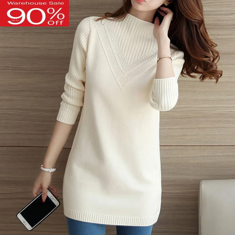 Женский базовый свитер средней длины Осень-зима 2020 вязаный Топ для