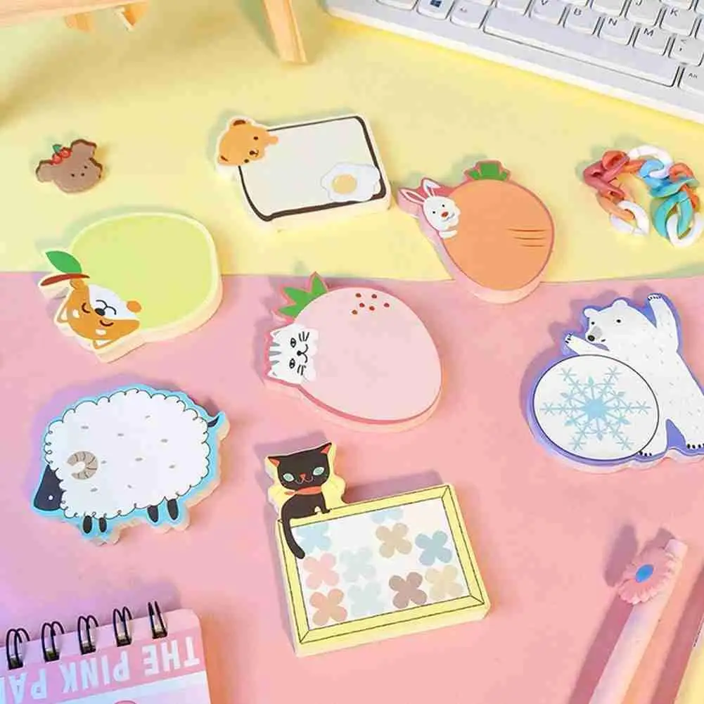 

Cartoon Animals Sticky Notes Kawaii Memo Pad Planner Notepad Message Stickers Label Stationery Decoration School Office Supply