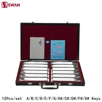 12pcsset swan harmonica 24 hole 12 tune set packing sliver color tremolo harp with gift box mouth organ for collect