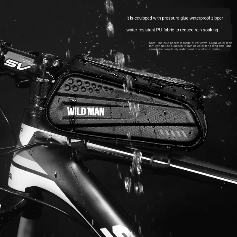 

WILD MAN Rainproof Bicycle Bag Frame Front Top Tube Cycling Bag Reflective 6.5in Phone Case Touchscreen Bag MTB Bike Accessories
