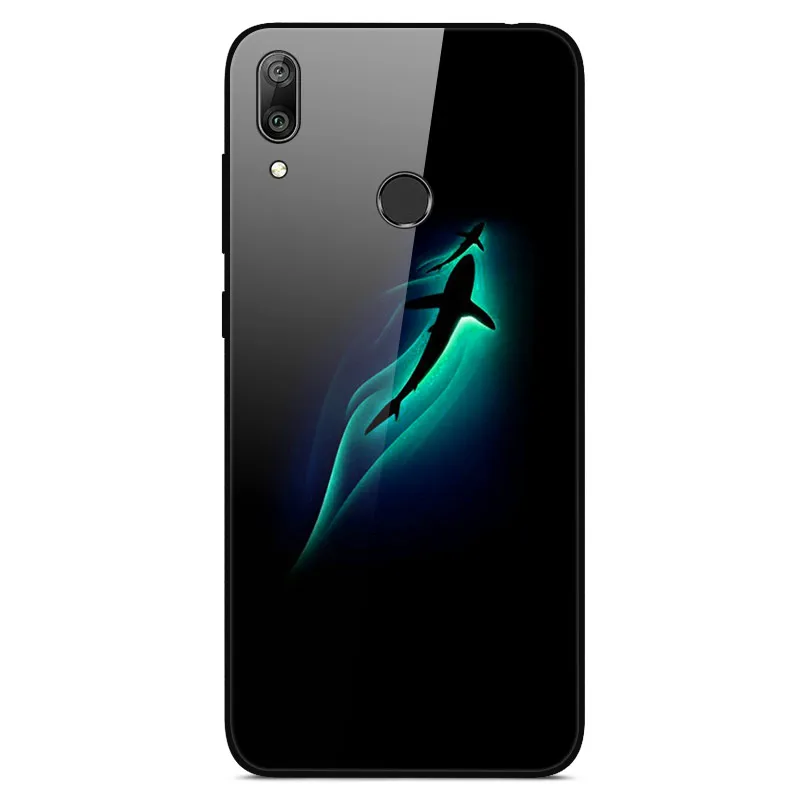 45 Чехол для телефона s для huawei Y7, жесткая задняя крышка из закаленного стекла для huawei Y7, чехол Y 7, мягкий бампер, художественный чехол 6,26 - Цвет: 45