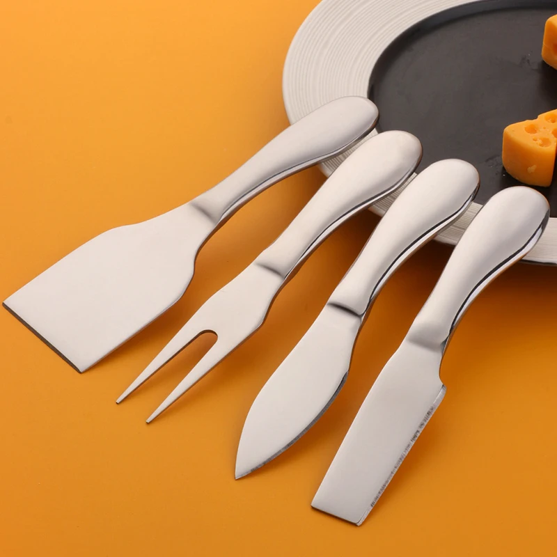 

4Pcs Cheese Grater Stainless Steel Butter Knife Set Cream Cutting Knife Fork Shovel Set Butter Knife Kitchen Baking Tool Cooking