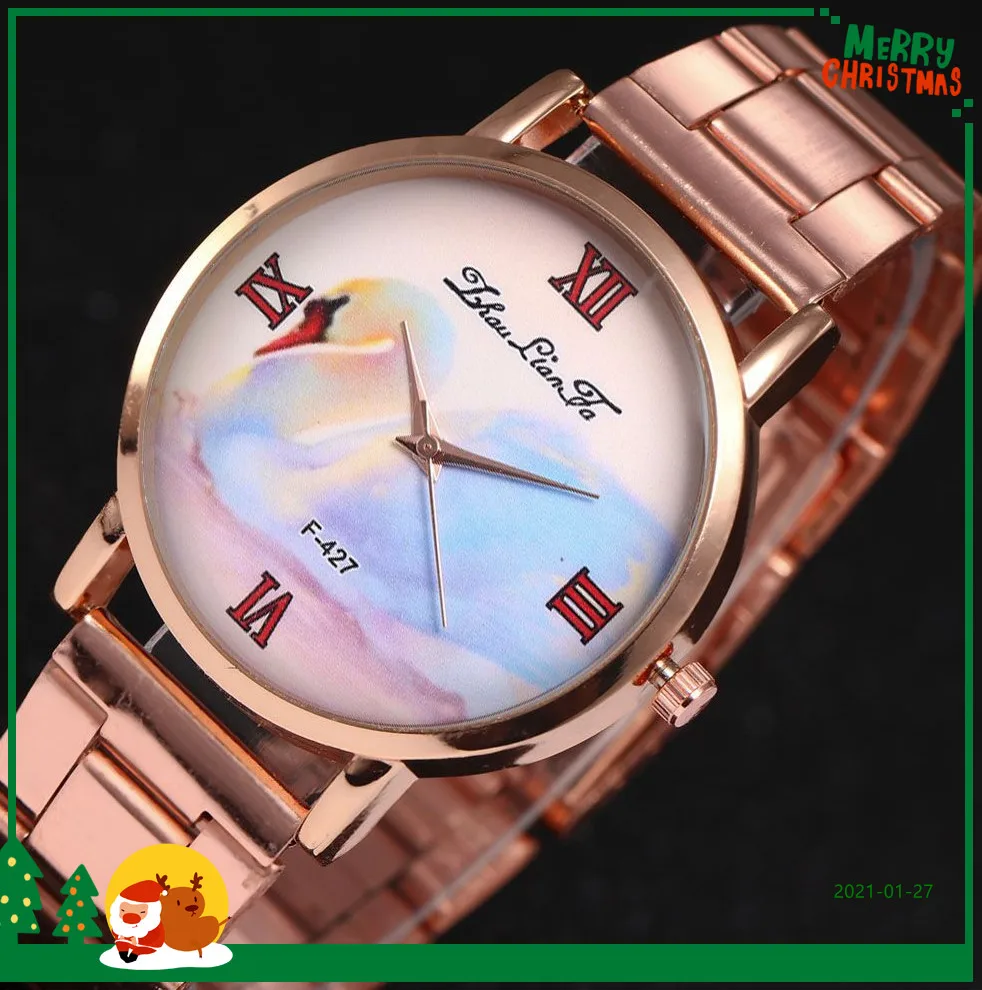 

Zhou Lianfa Cross-Border E-Commerce European and American Fashion Business Swan Watch Women's Fashion Watch F-427 Rose Gold Stee