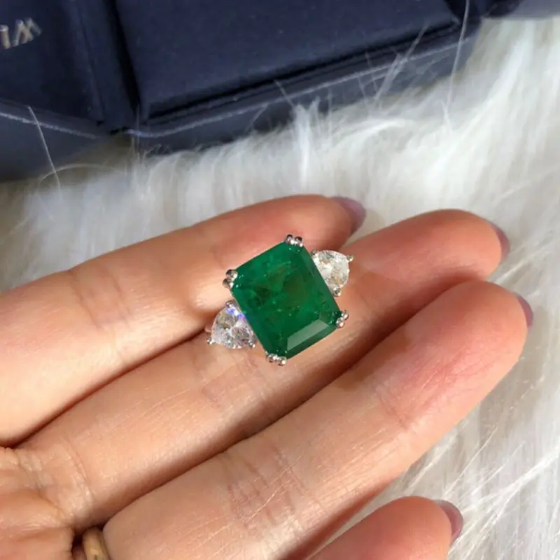 

Wong Rain Classic 100% 925 Sterling Silver Emerald Created Moissanite Gemstone Wedding Engagement Vintage Rings Fine Jewelry