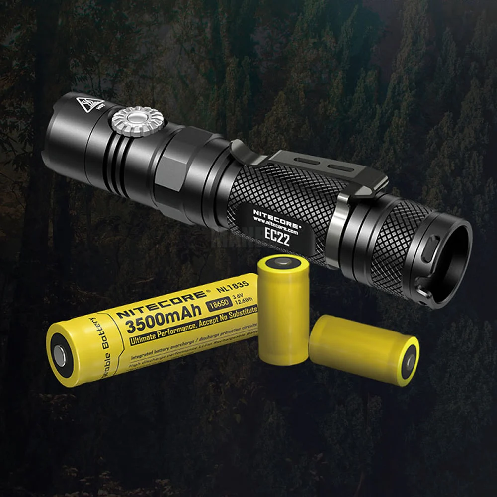 NITECORE EC22 + 18650 перезаряжаемая батарея бесступенчатая яркость светодиодный фонарик