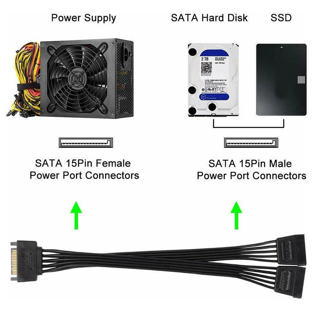 ПК сервер жесткого диска 15Pin SATA адаптер 1 до 5 сплиттер Мощность кабель удлинитель