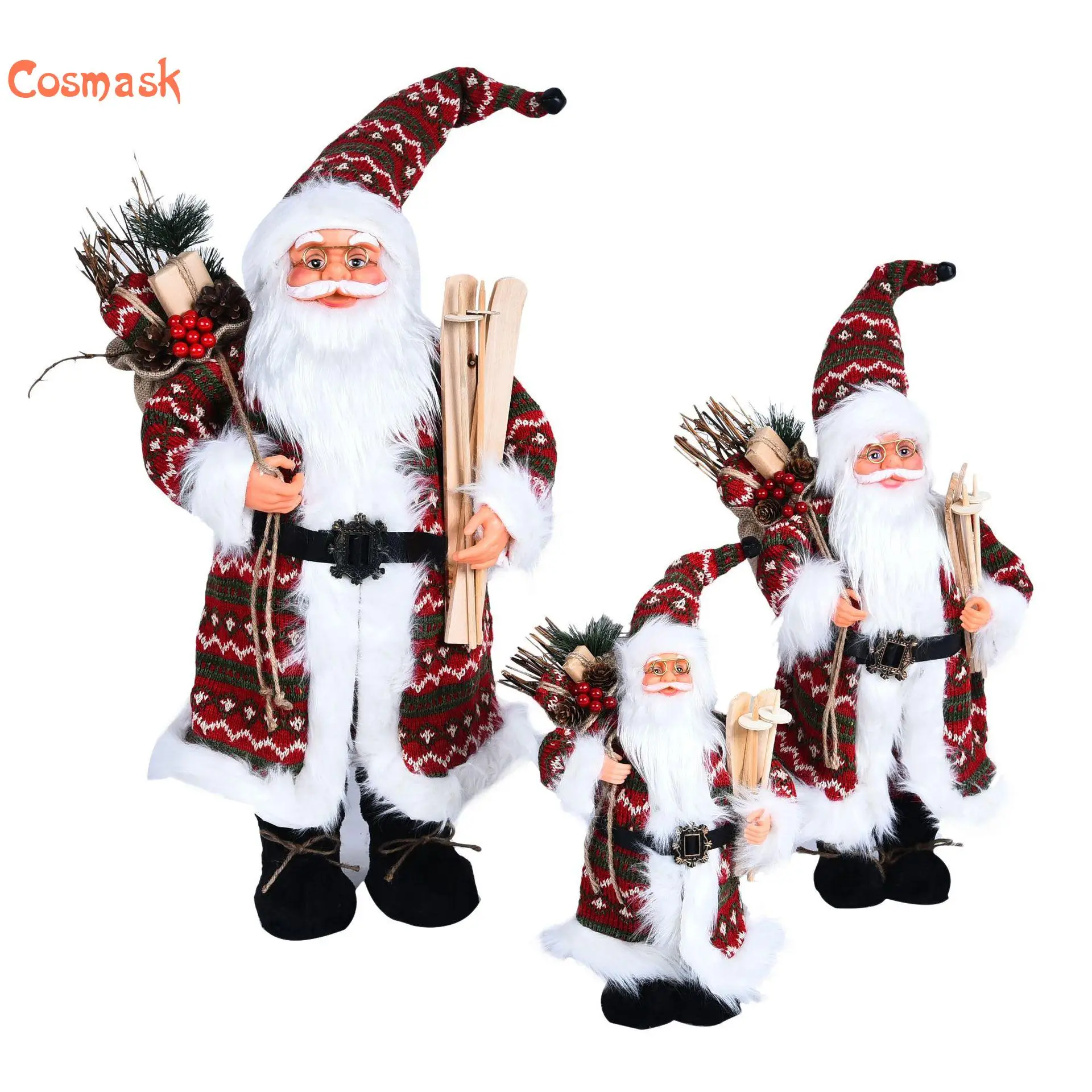 

Cosmask 30/45/60Cm Christmas Large Santa Claus Dolls Ornaments Standing Santa Figurine Doll Christmas Home Decoration Kids Gift