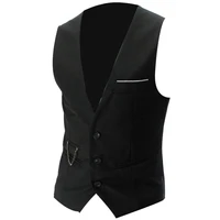 vests fashion men solid color v neck sleeveless button pocket blazer suit waistcoat