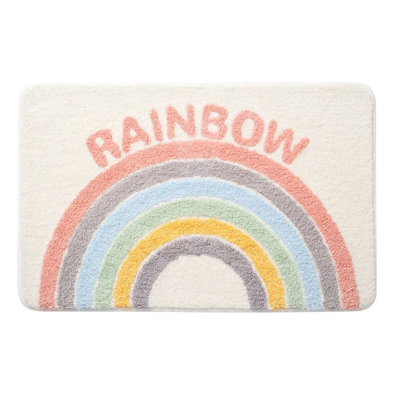 

Rainbow Floor Mats Door Entrance Anti Slip Cartoon Carpet Household Toilet Bathroom Absorbent Mat Bedroom Home Decor