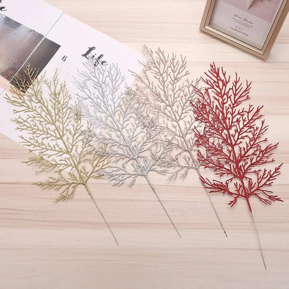 

Simulated Christmas Hollow Glitter Leaves Tree Branch Xmas Tree Wreath Hanging DIY Scrapbook for Wedding